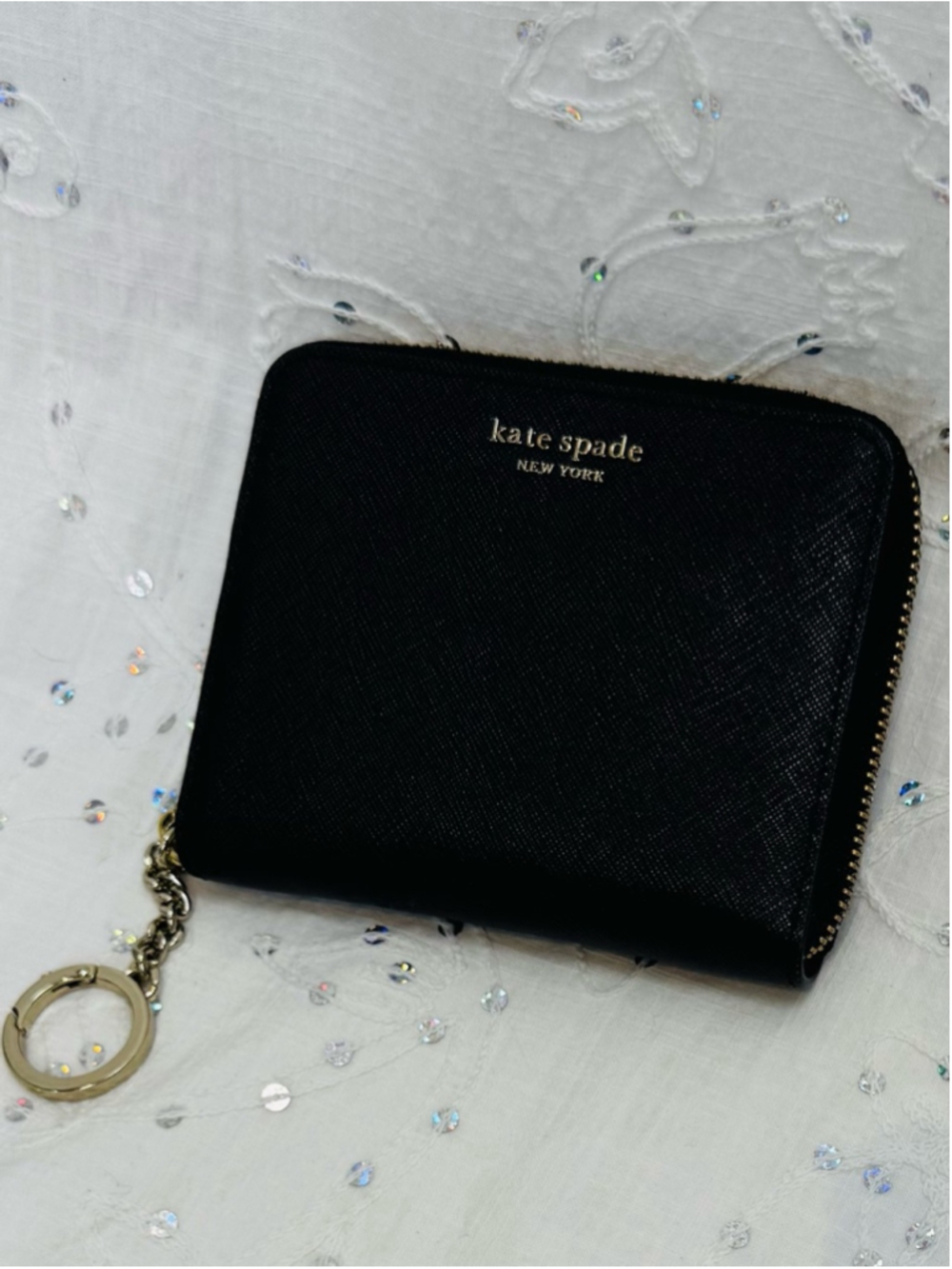 Kate Spade Cameron Small Slim Continental Wallet Black Saffiano Leather
